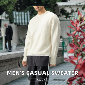 Nouveau pull en maille ample uni anti-rides pour l'hiver, col rond, manches longues, décontracté, pour homme, tendance - Product Image 2
