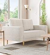 RUNXI Glamour Ensemble de canapé sectionnel inclinable 2 places en bouclé capitonné <span class=keywords><strong>à</strong></span> canaux verticaux, contemporain, extensible, Workshop - Product Image 5