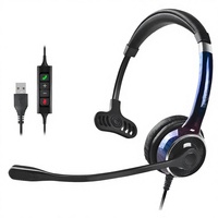 Headset Wired Peredam Kebisingan Single Ear Over-Ear dengan Mic Terintegrasi dan Kontrol Inline USB, Harga Pabrik Beien untuk Call Center