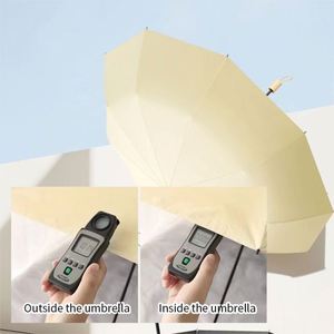 <b>Windproof</b> and Sun Protection Customizable Foldable Black Vinyl Sun <b>Umbrella</b> with Wooden Handle - Product Image 6