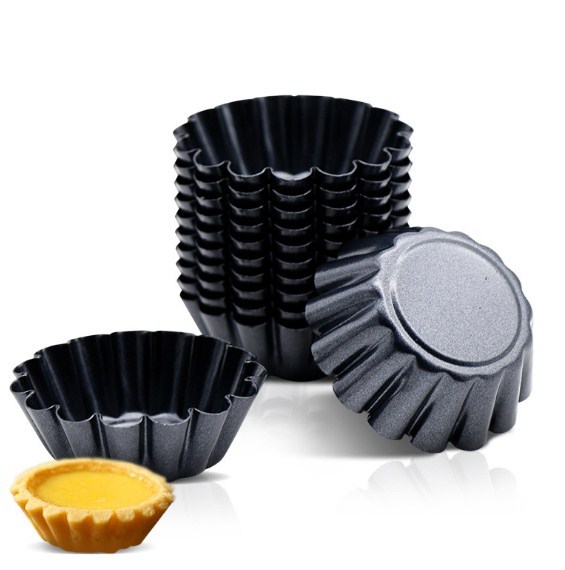 8 Piece Mini Tart Mould Set - 10 Cm Diameter, Removable Bottom, Carbon Steel Non-Stick