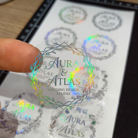 Autocollant holographique transparent Blissful pour couronne de mariage, logo personnalisé, imperméable, pour invitations et cartes, impression à chaud
