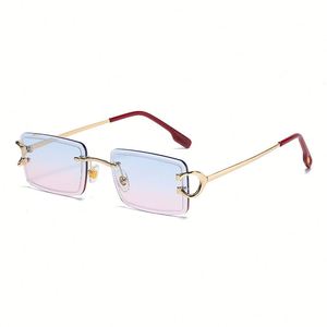Gafas de Sol Cuadradas con Logotipo Personalizado, Diseño 2025, Sin Marco, Degradado, Protección UV400, Patillas de Aleación, Rectangulares, para Hombre y Mujer - Product Image 4