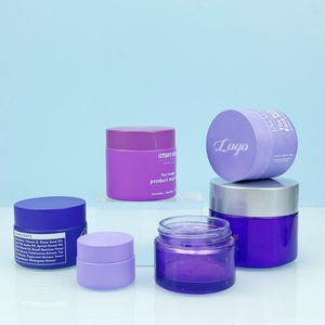 Matte Purple Cosmetic Cream Jar 30ml/50ml/100ml <b>Clear</b> Glass Jar Pot with Plastic Cap Empty for Lip Balm 50g/100g - Product Image 1