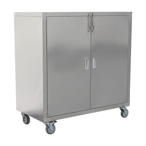 Chariot d'infirmière moderne en acier inoxydable à 2 portes et 4 roulettes, durable, pour usage <span class=keywords><strong>clinique</strong></span> - Product Image 3