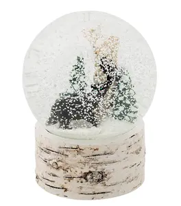 White Wash Wood Schwarz bär Harz dekorative Schneekugel Wasser figur