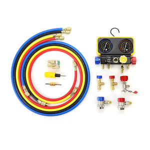 Automotive Air Conditioner Four Way Refrigerant Refill Dual Meter Set R22 R32 R134a R410A Precision Pressure <b>Gauge</b> Tool Kit - Product Image 4