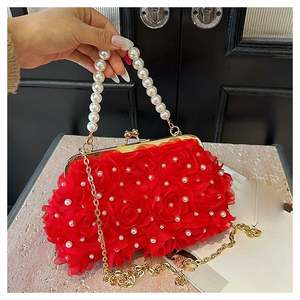 Sac à bandoulière décontracté pour femmes couleur bonbon Transparent gelée perlée perle rabat Polyester transfrontalier voyage filles - Product Image 2