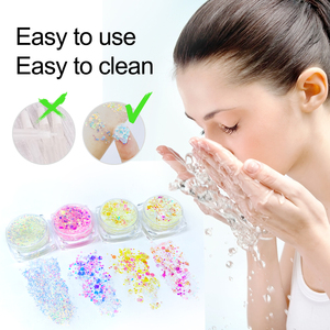 12 couleurs brillent dans le noir paillettes Gel <span class=keywords><strong>visage</strong></span> corps paillettes Gel cheveux paillettes pour UV lumière noire Halloween <span class=keywords><strong>maquillage</strong></span> Raves Festivals - Product Image 5