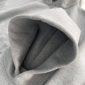Vintage francese spugna con Zip personalizzata larga in tinta unita 440 Gsm di alta qualità 100% cotone pieno cerniera Plain Streetwear uomo grigio felpa con cappuccio - Product Image 3