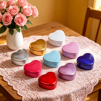 Großhandel Bunte Matte Oberfläche Anpassbare Mini Herzförmige Blechdosen mit Deckel Kosmetik Metall Schmuck Geschenkboxen