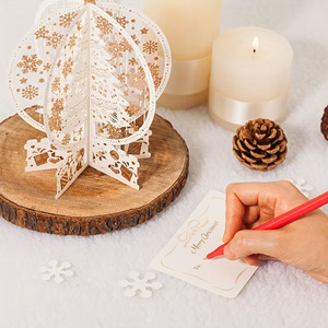 Christmas Wooden <b>Ball</b> Ornament Laser Cut 3D Snowflake Tree Decor Round Festival Handmade Hanging Decoration - Product Image 2