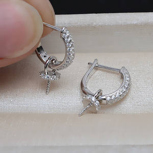 Boucles d'oreilles en argent S925 en forme de U avec 8-13 perles, accessoires de bijoux DIY, plateau vide JG5234 - Product Image 2