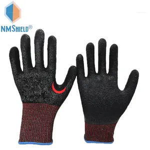 NMSHIELD ANSI CUT A6 Cut Resistant Crinke Latex Coated Glove Reinforced Finger Gloves