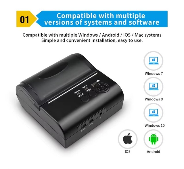 Hot Sale 80mm Wireless Portable Mini Label Printer Auto Cutter Thermal Printers for Bill Receipt Printing Android Ios Mobile