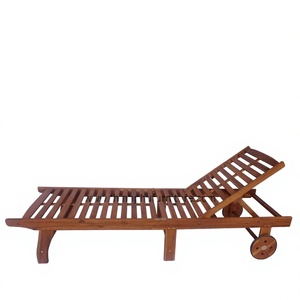 Chaise longue moderne en teck pour extérieur, chaise de piscine inclinable, mobilier de patio, style côtier, design durable sans accoudoirs - Product Image 6