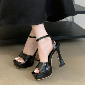 Sandales à talons hauts pour femmes, design 2023, mode, bout ouvert, semelle épaisse, chaussures élégantes pour femmes, plateforme extérieure, sandales - Product Image 2