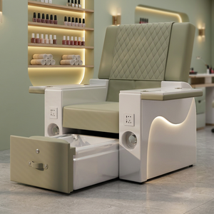 High End Beauty Salon Pedicure Chair with <b>LED</b> Lighting Foot Spa Basin and Comfortable Massage Seating System - Product Image 1