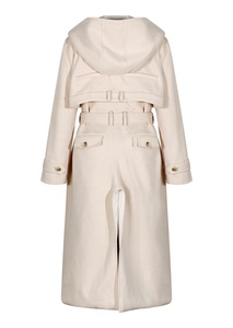 Manteau long OUDINA personnalisé, coupe ample, au-dessus du genou, à double boutonnage, avec ceinture, pour femme - Product Image 3