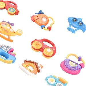 塑料铃有趣的婴儿手摇铃摇铃玩具套装婴儿摇铃牙胶摇床玩具早教音乐抓拍旋转