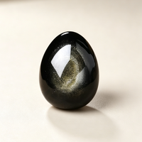 Œuf en obsidienne naturelle, effet doré et argenté, œuf de cristal poli à la main, pierre de guérison, décoration de Pâques, artisanat en cristal pour la méditation