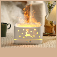 Diffuseur d'aromathérapie à flamme 3D, humidificateur au design de renne de Noël avec effet de flamme LED réaliste