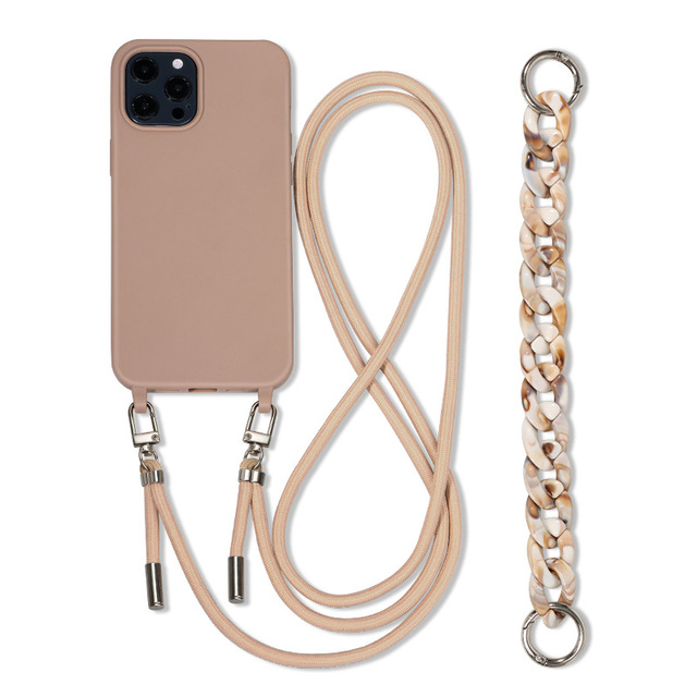 In Stock Silicone Tpu Phone Cover With Adjustable Nylon Necklace Lanyard Wrist Strap for iPhone 14 13 Phone case With Strap