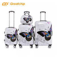 Valise à roulettes à imprimé papillon 16 pouces 20 pouces 24 pouces 28 pouces Sac de voyage Bagages en polycarbonate