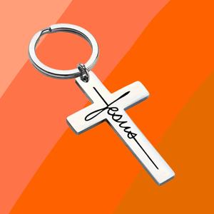 Portachiavi <span class=keywords><strong>Christian</strong></span> portachiavi portachiavi con ciondolo croce crocifisso in acciaio inossidabile per portachiavi portachiavi Punk regalo gioielli - Product Image 2