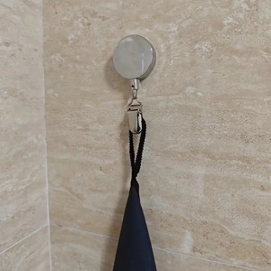 Automatic Retractable Towel rack no punching self-adhesive <b>wall</b> <b>hanging</b> towel holder automatic rebound with strong clip - Product Image 5