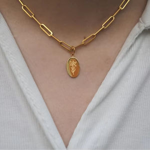 Collar de Acero Inoxidable con Baño de Oro de 18K con Flor de <span class=keywords><strong>Nacimiento</strong></span>, Colgante de Flor de <span class=keywords><strong>Nacimiento</strong></span>, Regalo para Ella - Product Image 2