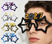 2027 Plastikbrillen Neujahrs-Party-Dekoration Schwarz-Gold Augengestell Silvester-Event Fotografie-Requisiten Letterpress-Druck