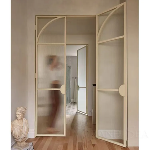 Grandsea último diseño francés personalizado <span class=keywords><strong>exterior</strong></span> entrada frontal arco <span class=keywords><strong>puertas</strong></span> de vidrio elegante puerta de hierro forjado para Villa jardín - Product Image 2