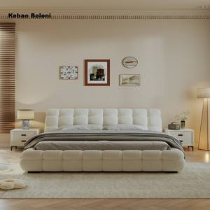 Muebles de Dormitorio de Alta Gama Estilo Crema, Cama King Size Ajustable de Madera, Estructura de Cama de Madera para Apartamento, <span class=keywords><strong>Hotel</strong></span>, Loft - Product Image 2