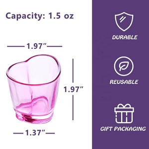 Mini verres à liqueur 40ml, coffret cadeau unique en forme de coeur pour la Saint-Valentin, tasse <span class=keywords><strong>tequila</strong></span> colorée personnalisée - Product Image 2