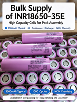 Batterie cylindrique lithium-ion 18650-35E NMC811 Cathode 500 cycles -25~60 45g pour l'électronique grand public et les outils électriques