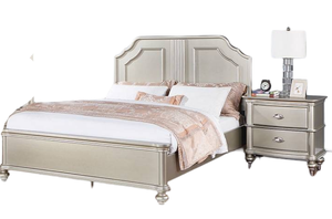 Lit réglable moderne de style oriental, taille King, 1 pièce, avec deux panneaux, finition argentée, mobilier de chambre à coucher - Product Image 2