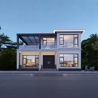 Villa préfabriquée moderne avec terrasse vue mer, assemblage par boulons, pour maison de vacances aux Philippines