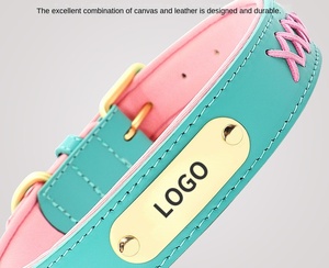 Collier et laisse pour chien à rayures en cuir Pu innovant de marque laser personnalisé - Product Image 5
