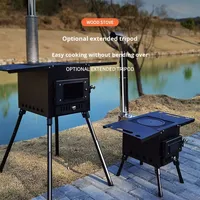 Poêle d'extérieur professionnel Luling HX420H en acier au carbone, poêle à bois pour le camping hivernal, haute puissance calorifique avec cheminée