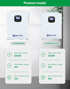 ระบบไฮบริดพลังงานแสงอาทิตย์ BEES TECH แบบ Pure Sine Wave รองรับการเชื่อมต่อแบบ On/Off Grid กำลังไฟ 5KW 6kw 10kw 12kw พร้อมระบบ Dual MPPT และรองรับการเชื่อมต่อแบบขนานผ่าน WIFI มาตรฐาน - Product Image 2
