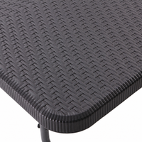 Table de banquet pliante rectangulaire robuste en plastique HDPE imitation rotin avec poignée pour la vente en gros