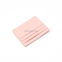 Dompet Kulit Minimalis Tipis Sederhana Warna Pink dengan Logo Custom Lucu di Kantong Depan untuk Pria dan Wanita