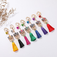 Porte-clés tête de lion style chinois avec clochette et pompon, sonore, accessoires de sac tendance et charmants, vente en gros