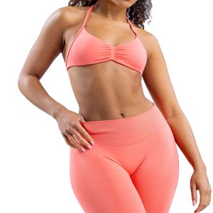 Soutien-gorge de sport pour femme AliExpress Seamless Yoga Halter Bra, couleur unie, nylon mat hautement élastique, pour vêtements d'extérieur - Product Image 4