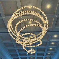 Lustre LED moderne style collier de perles, suspension bouddha pour villa, appartement, duplex, loft, éclairage d'escalier en colimaçon