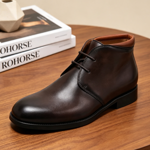 Botas <span class=keywords><strong>Chelsea</strong></span> de Plataforma para Hombre, Hechas a Mano, de Cuero Genuino, Retro, con Cordones, Transpirables, Antideslizantes, para Invierno - Product Image 1