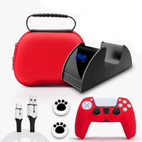 Pour les accessoires de contrôleur PS5 6 en 1 ensemble pour contrôleur P5 câble de données de Charge unique Silicone pouce Joystick poignées capuchon