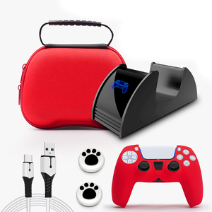 PS5 컨트롤러 액세서리 6 IN 1 P5 컨트롤러 용 세트 단일 충전 데이터 케이블 실리콘 엄지 조이스틱 그립 캡 - Product Image 3