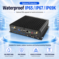 Ordinateur industriel sans ventilateur, mini PC 6 USB, Intel I3 I5 I7 J1900 N100, IP65, large plage de température, VGA, RS232, OEM, ODM, personnalisé